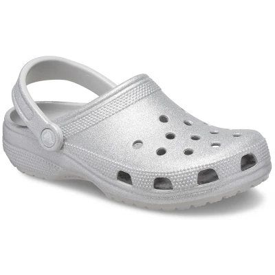 CROCS Classic Glitter Clog, Silver