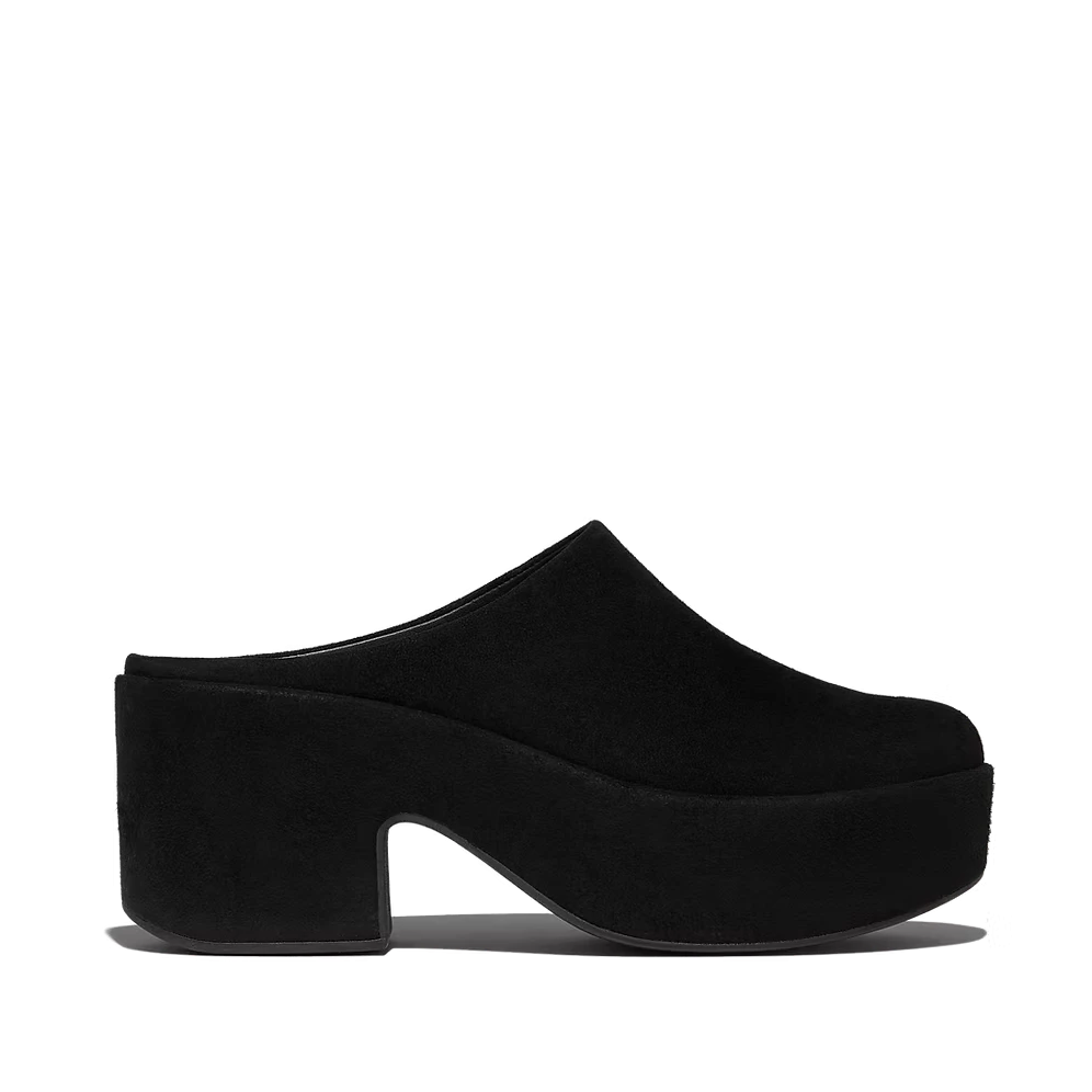 E5O-090 PLATFFORM HEEL MULE - ALL OVER SUEDE MULE