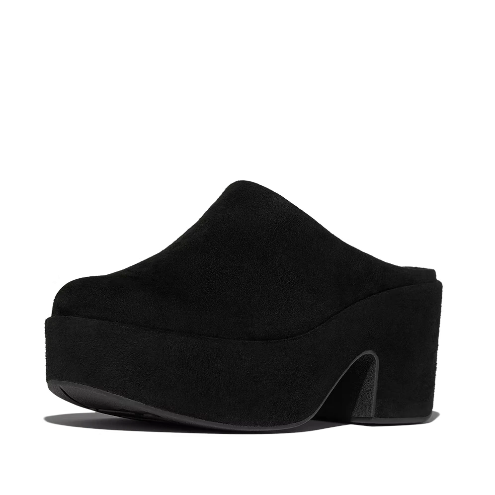 E5O-090 PLATFFORM HEEL MULE - ALL OVER SUEDE MULE