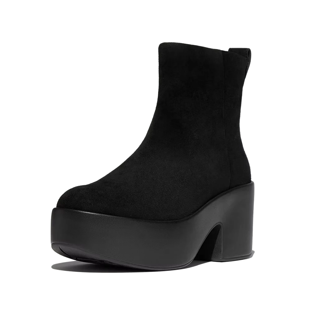 E5J-090 PLATFFORM ZIP UP ANKLE BOOT - SUEDE