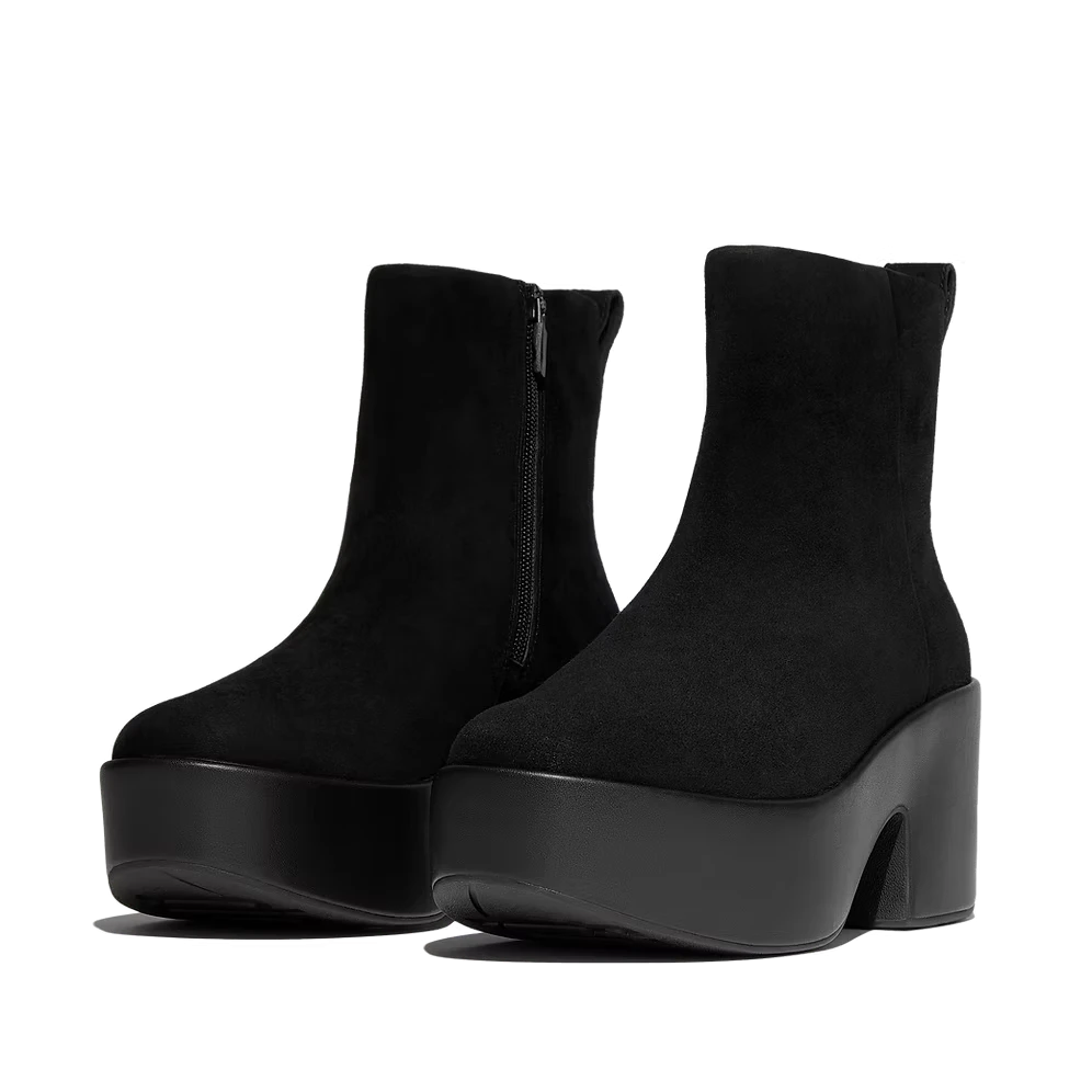 E5J-090 PLATFFORM ZIP UP ANKLE BOOT - SUEDE