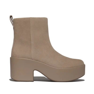 E5J-076 PLATFFORM ZIP UP ANKLE BOOT - SUEDE ΜΠΟΤΑΚΙ KONTO F