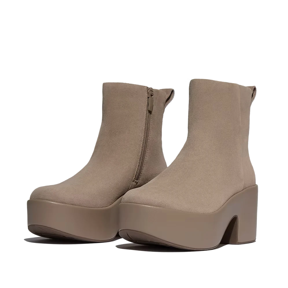 E5J-076 PLATFFORM ZIP UP ANKLE BOOT - SUEDE ΜΠΟΤΑΚΙ KONTO F